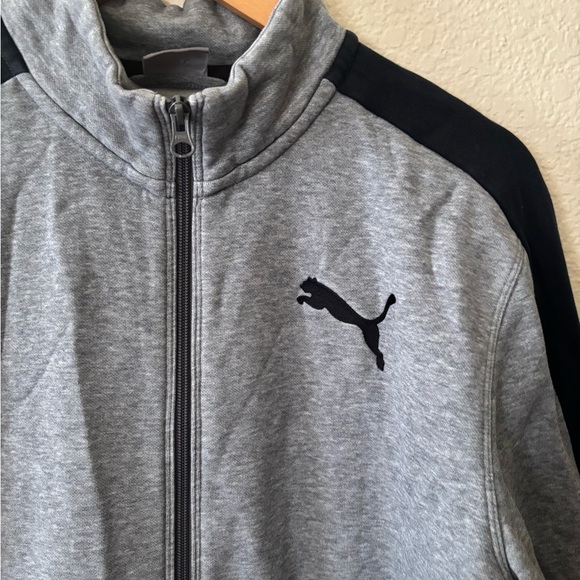 Puma Gray and Black Zip Up Sweater with Athletic Design - Picture 2 of 7